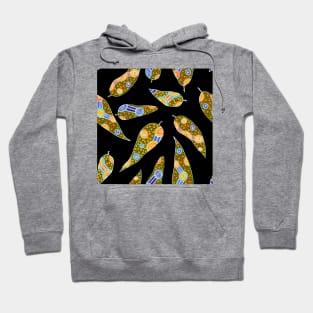 Aboriginal Art - Leaves Repeat Black Hoodie